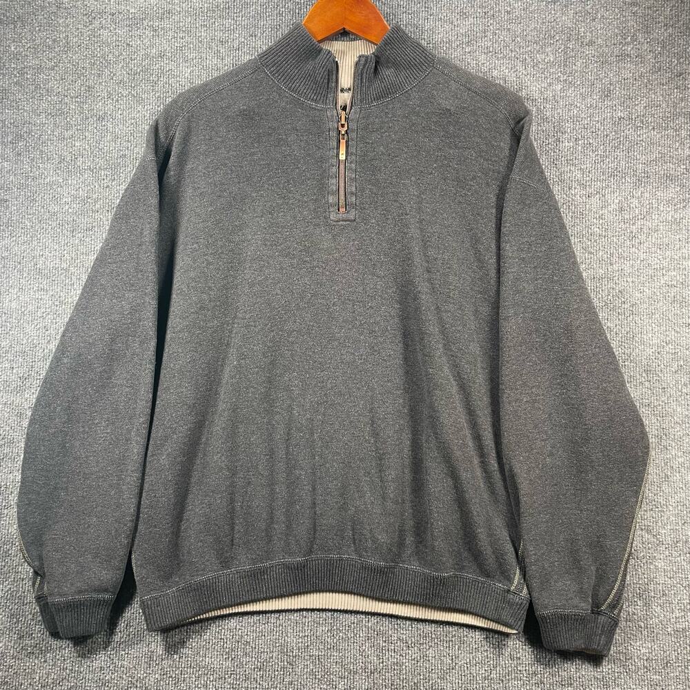 Tommy Bahama Reversible 1/4 Zip Pullover Men's Medium Gray Casual Outdoors